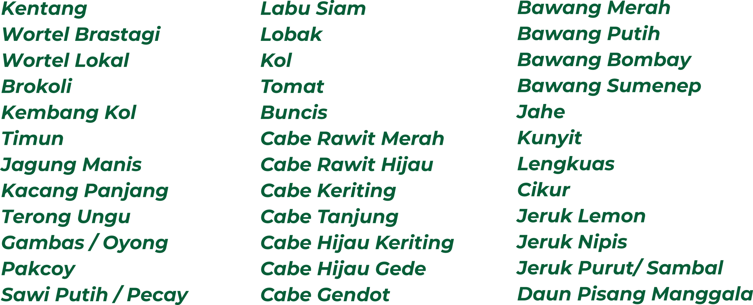 Typo List Produk Sayur